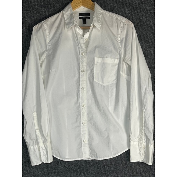 J. Crew Womens Perfect Shirt White Long Sleeve Button Down Top Classic Size 8 - Picture 1 of 9